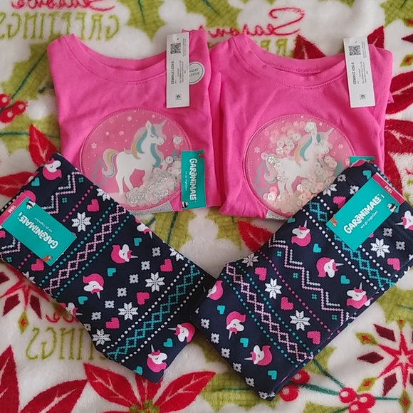 New girl's short sleeve top and legging 4 sets - Picture 1 of 1